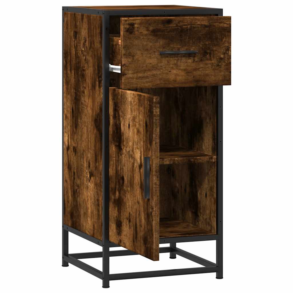 Buffet chêne fumé 35,5x35x76 cm bois d'ingénierie et métal - XIOS