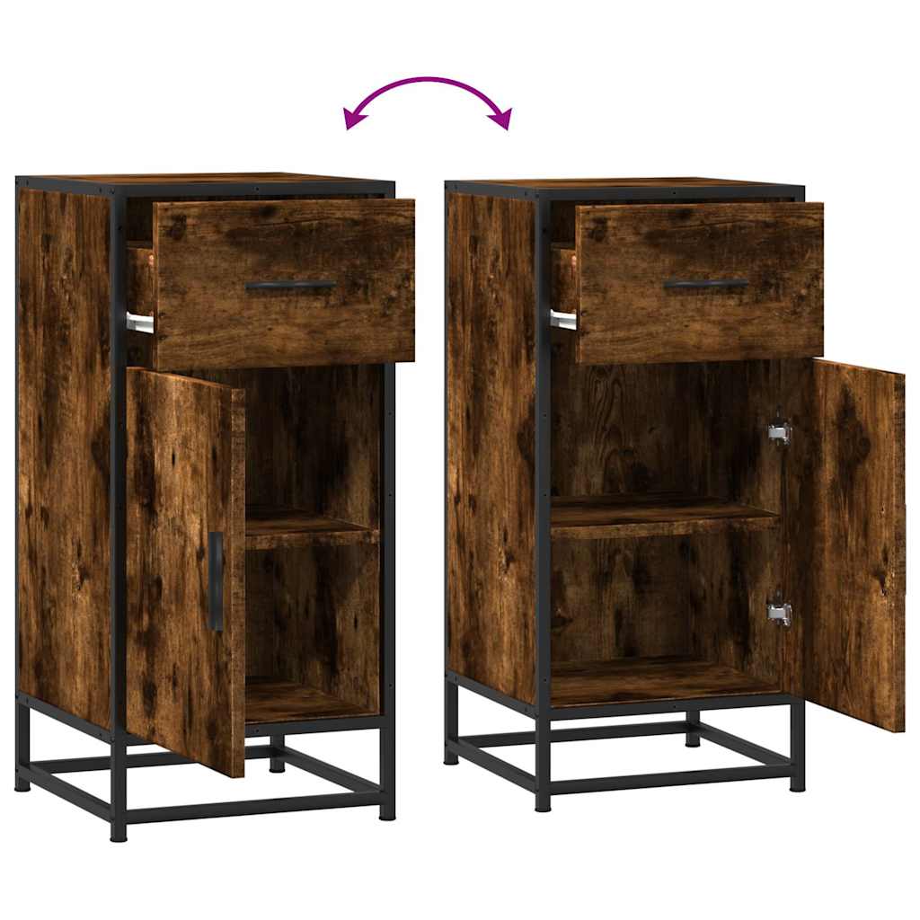 Buffet chêne fumé 35,5x35x76 cm bois d'ingénierie et métal - XIOS