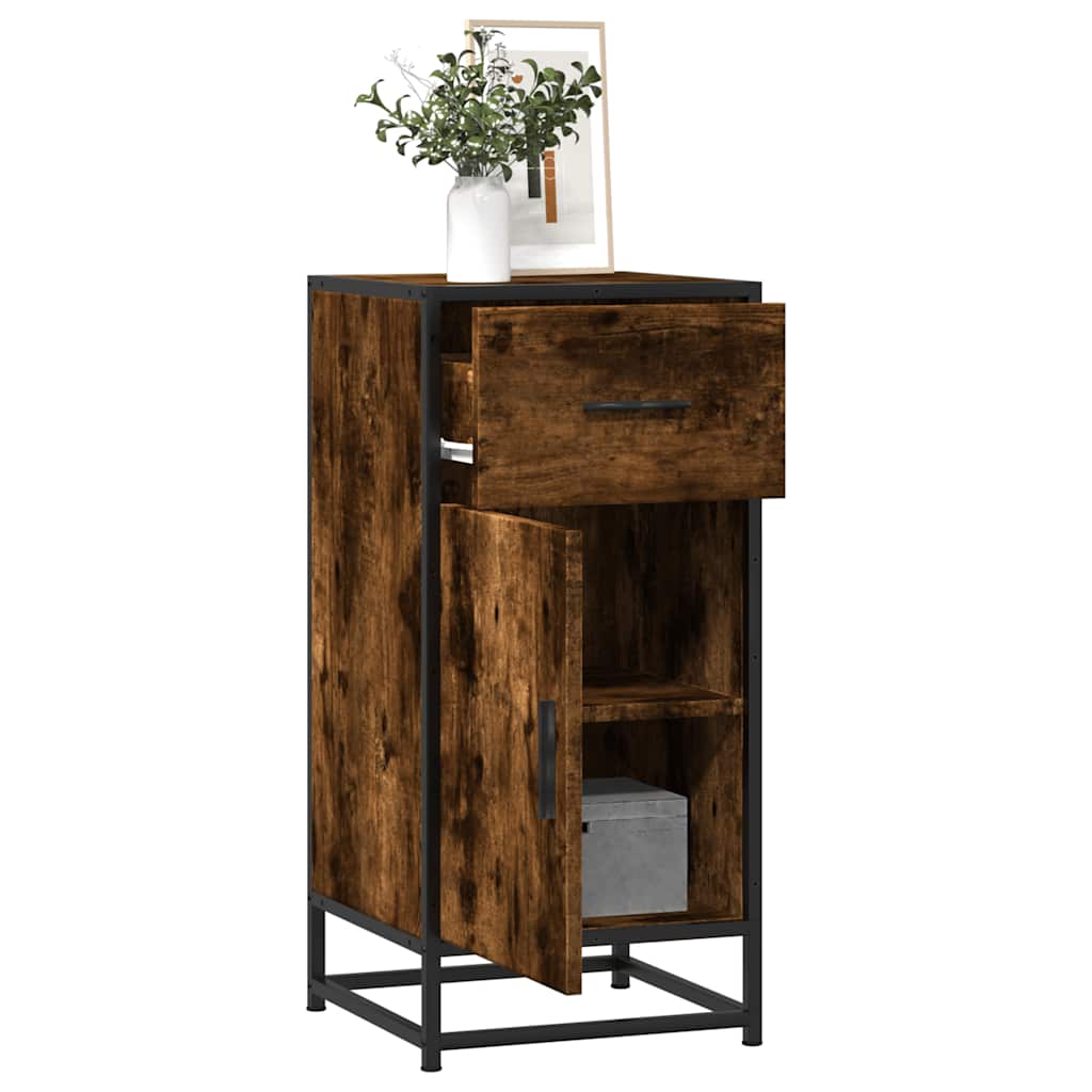 Buffet chêne fumé 35,5x35x76 cm bois d'ingénierie et métal - XIOS