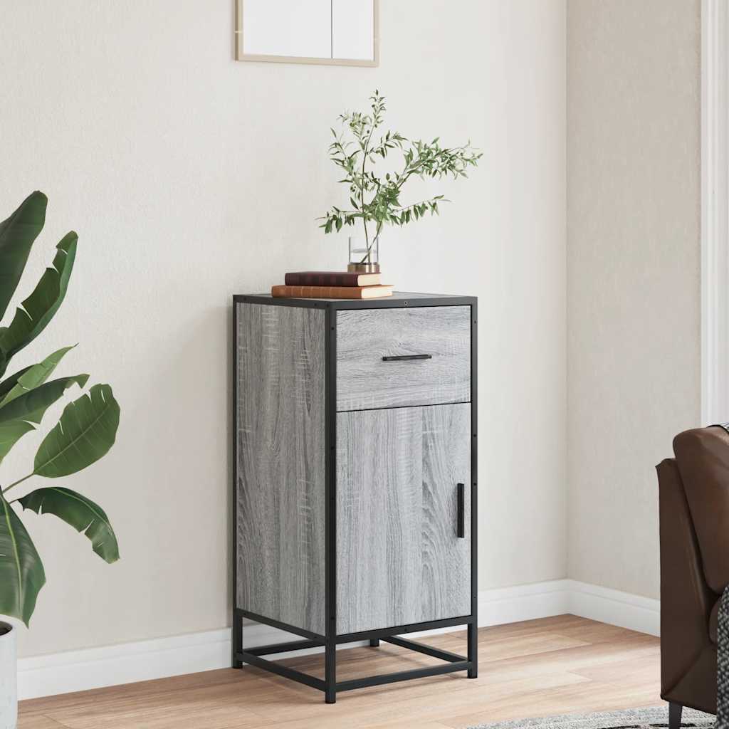 Buffet sonoma gris 35,5x35x76 cm bois d'ingénierie et métal - XIOS