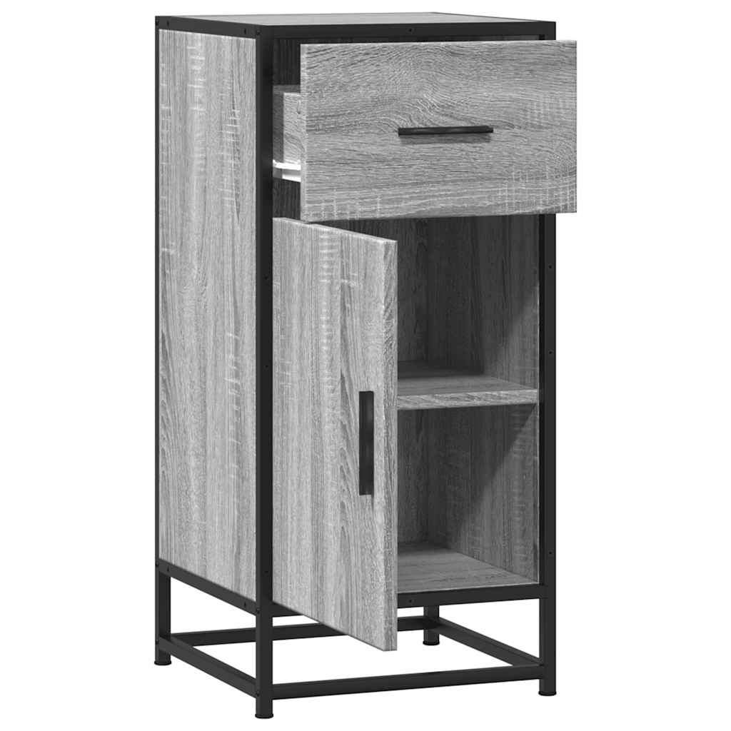 Buffet sonoma gris 35,5x35x76 cm bois d'ingénierie et métal - XIOS