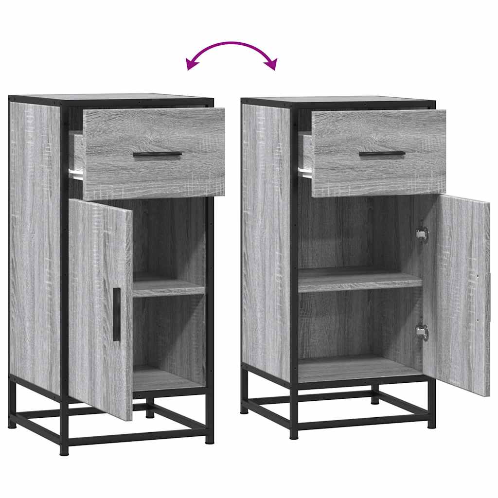 Buffet sonoma gris 35,5x35x76 cm bois d'ingénierie et métal - XIOS