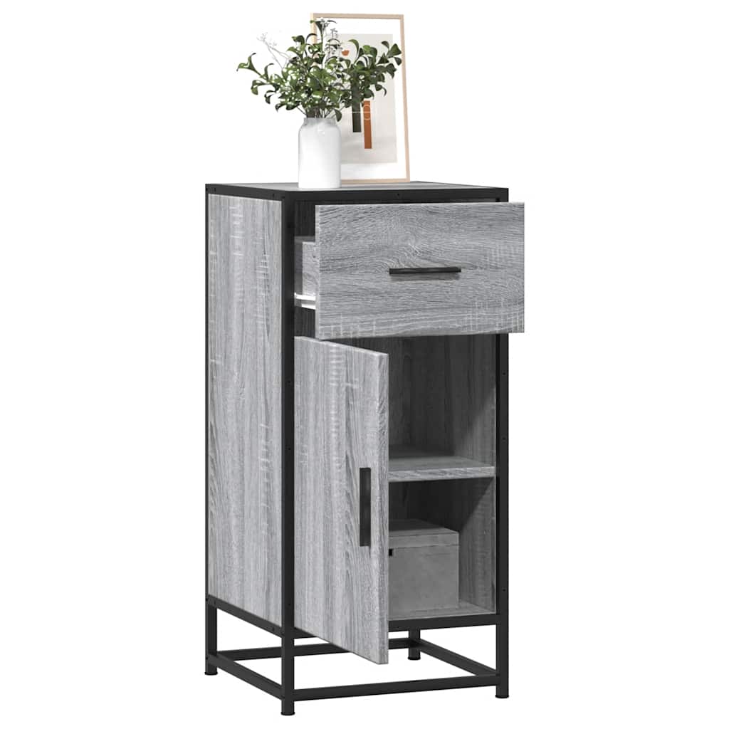 Buffet sonoma gris 35,5x35x76 cm bois d'ingénierie et métal - XIOS