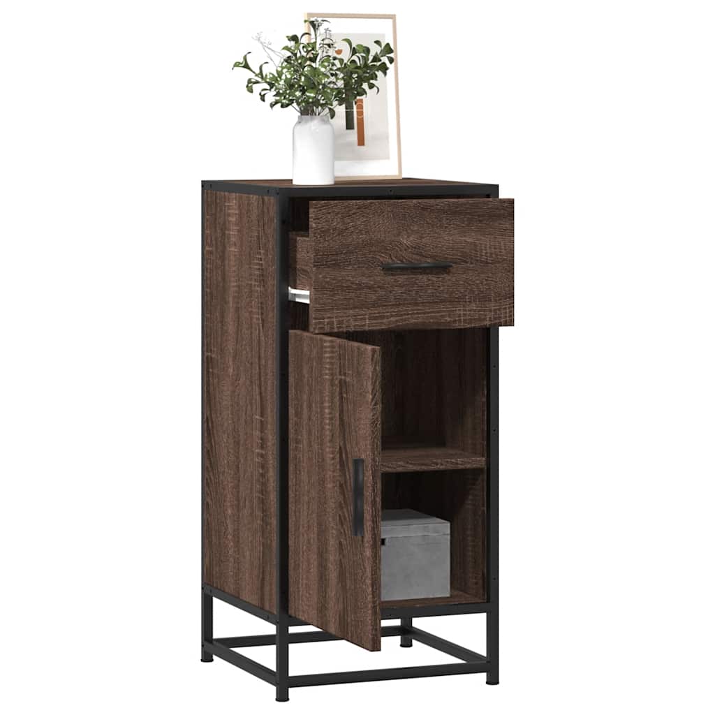 Buffet chêne marron 35,5x35x76 cm bois d'ingénierie et métal - XIOS