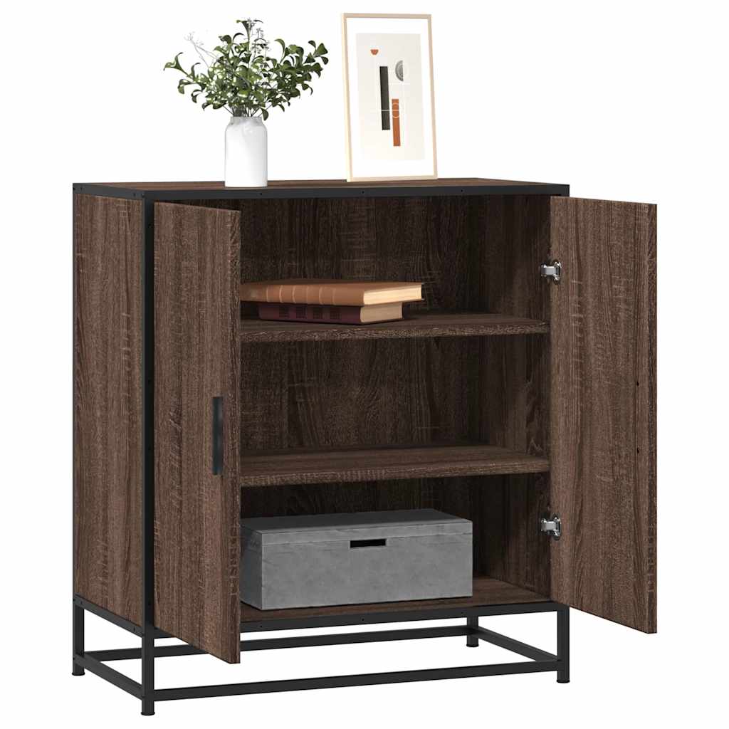 Buffet chêne marron 68x35x76 cm bois d'ingénierie et métal - XIOS