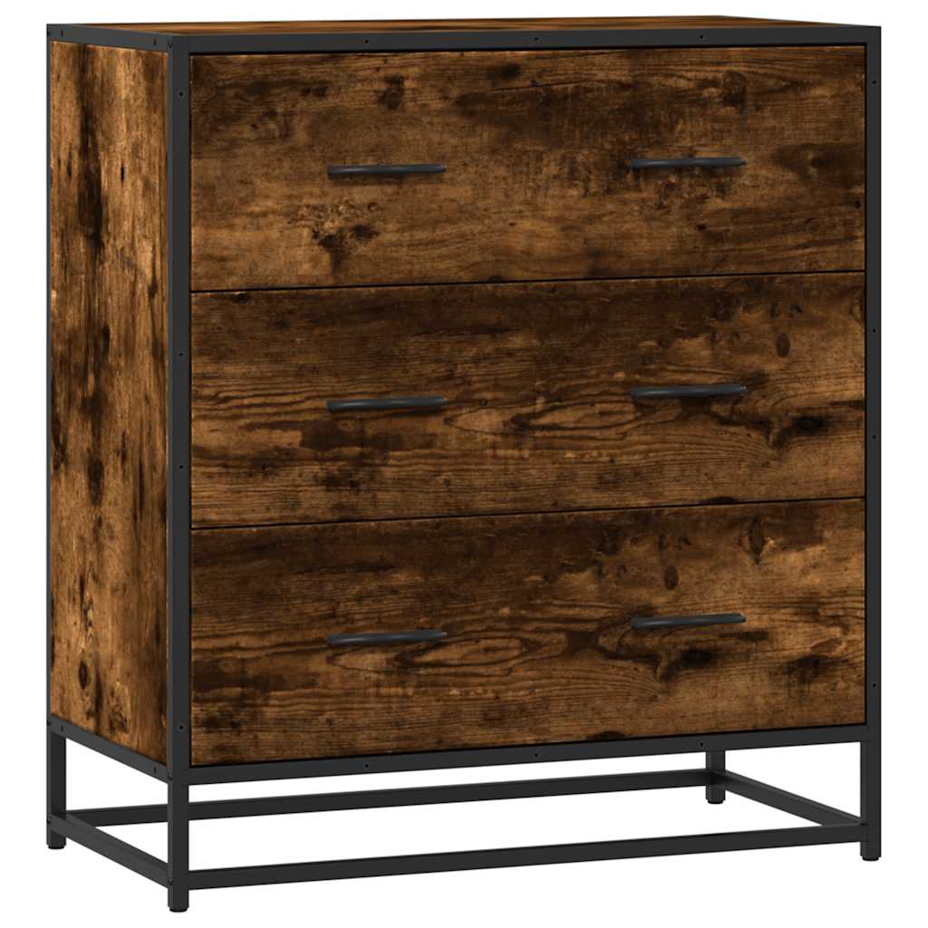 Buffet chêne fumé 68x35x76 cm bois d'ingénierie et métal - XIOS