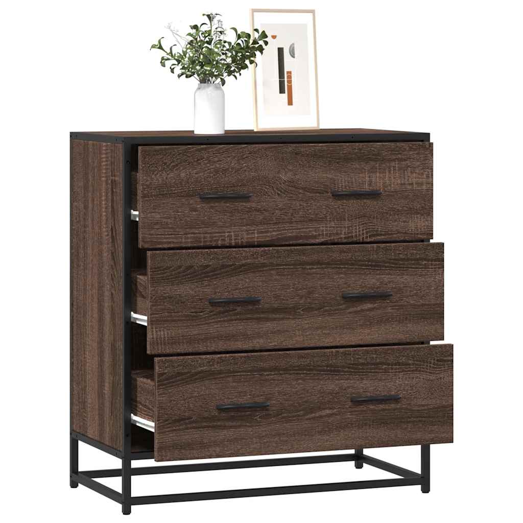 Buffet chêne marron 68x35x76 cm bois d'ingénierie et métal - XIOS