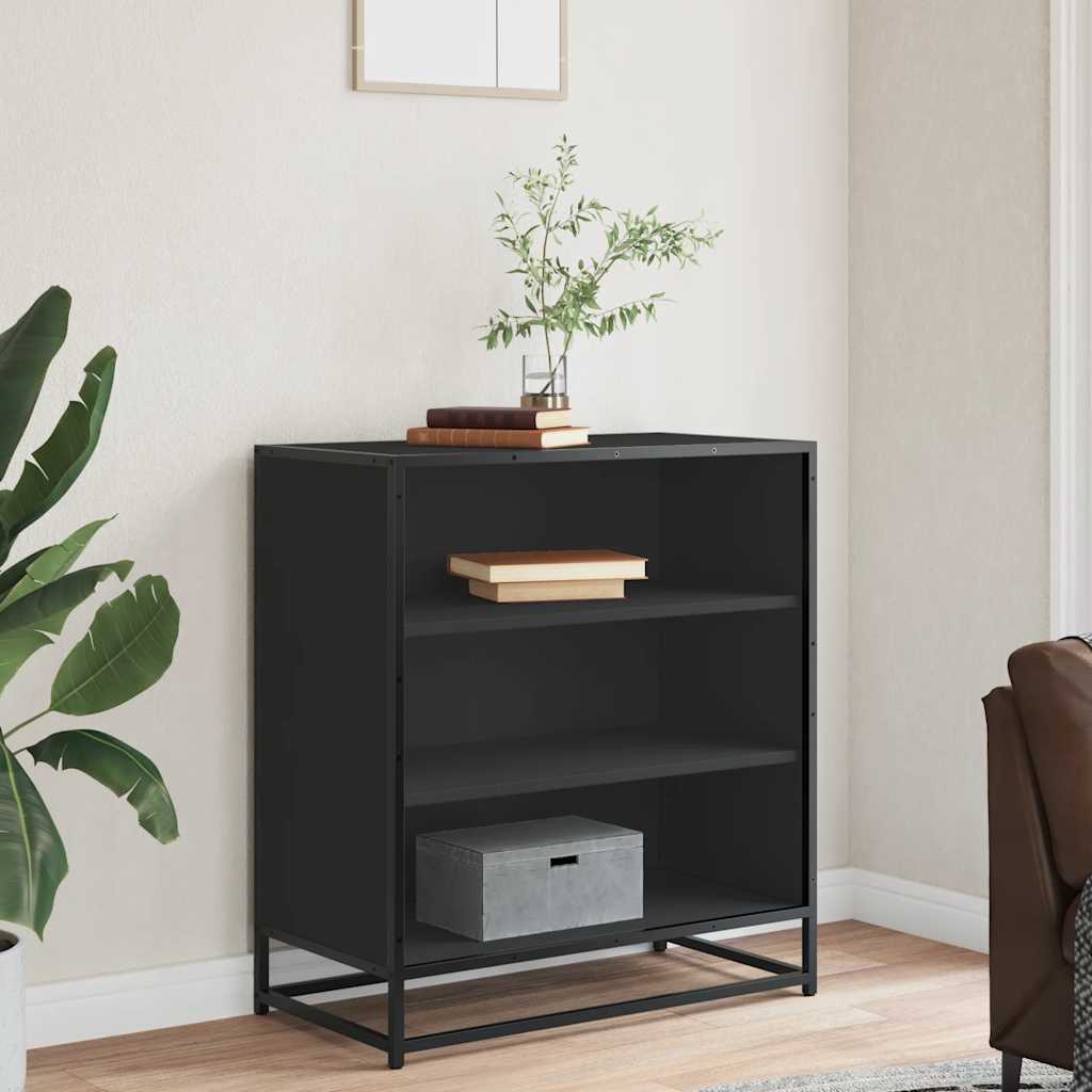 Buffet noir 68x35x76 cm bois d'ingénierie et métal - XIOS