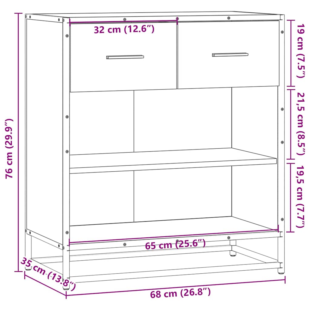Buffet noir 68x35x76 cm bois d'ingénierie - XIOS