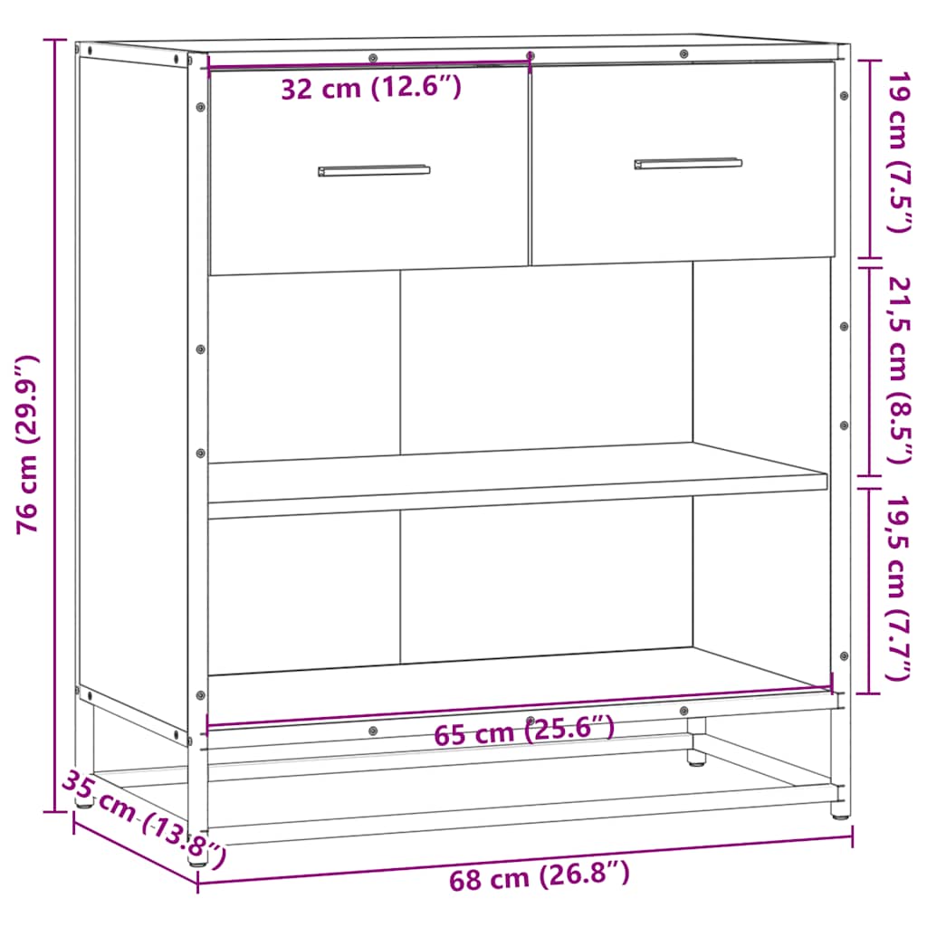 Buffet chêne sonoma 68x35x76 cm bois d'ingénierie - XIOS