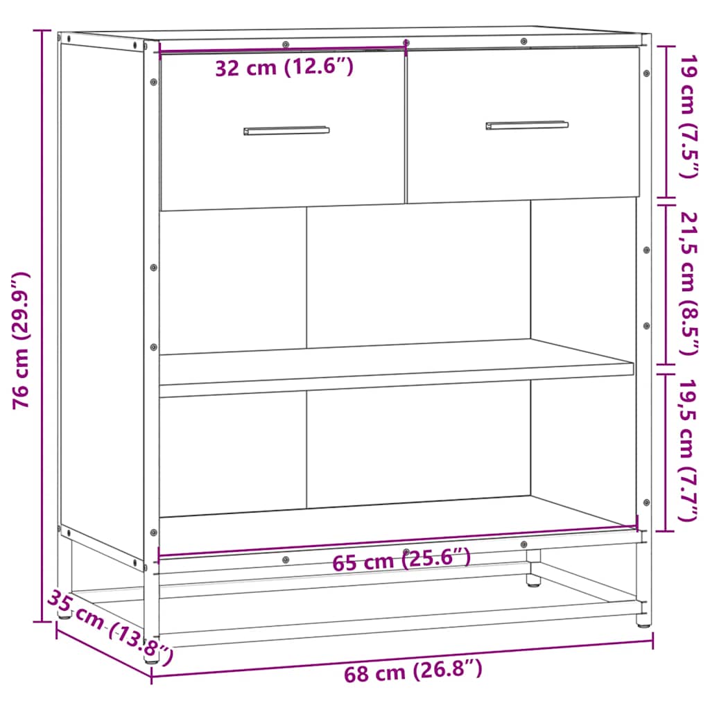 Buffet sonoma gris 68x35x76 cm bois d'ingénierie - XIOS