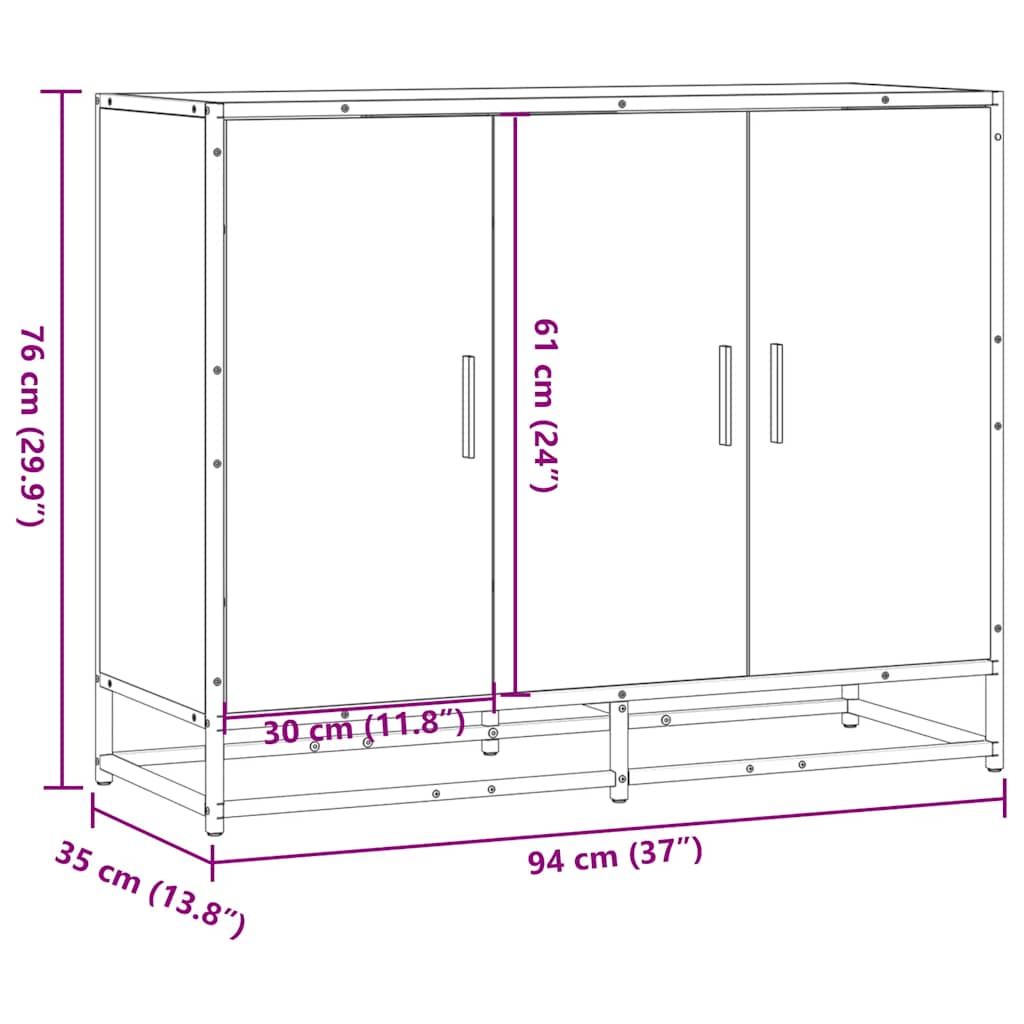 Buffet sonoma gris 94x35x76 cm bois d'ingénierie - XIOS