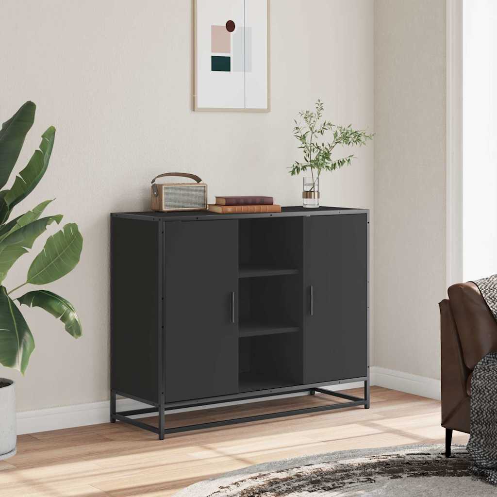Buffet noir 92x35x76 cm bois d’ingénierie - XIOS