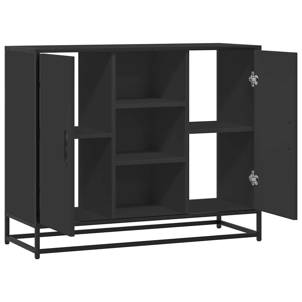 Buffet noir 92x35x76 cm bois d’ingénierie - XIOS