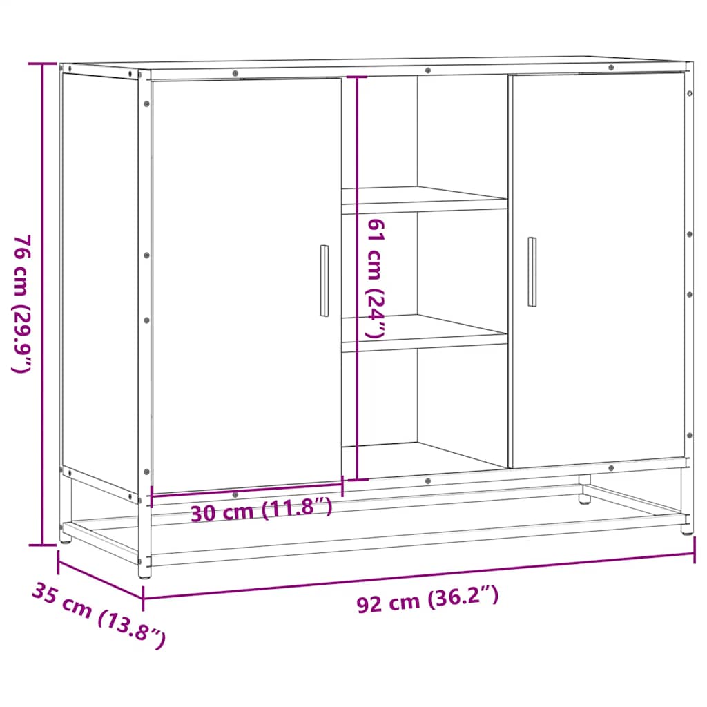 Buffet noir 92x35x76 cm bois d’ingénierie - XIOS
