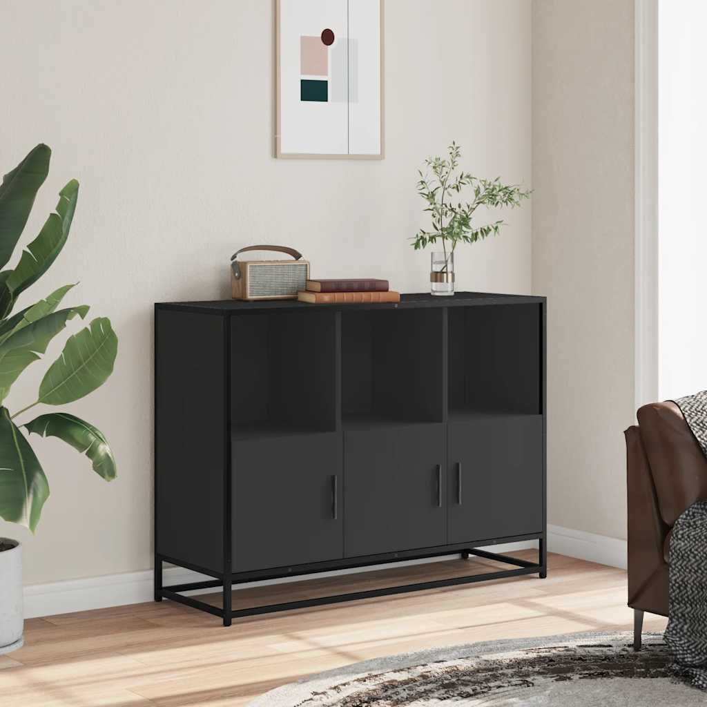 Buffet noir 100x35x76 cm bois d’ingénierie - XIOS