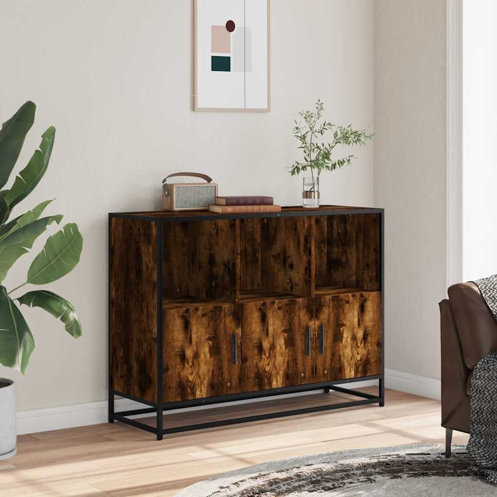 Buffet chêne fumé 100x35x76 cm bois d'ingénierie - XIOS