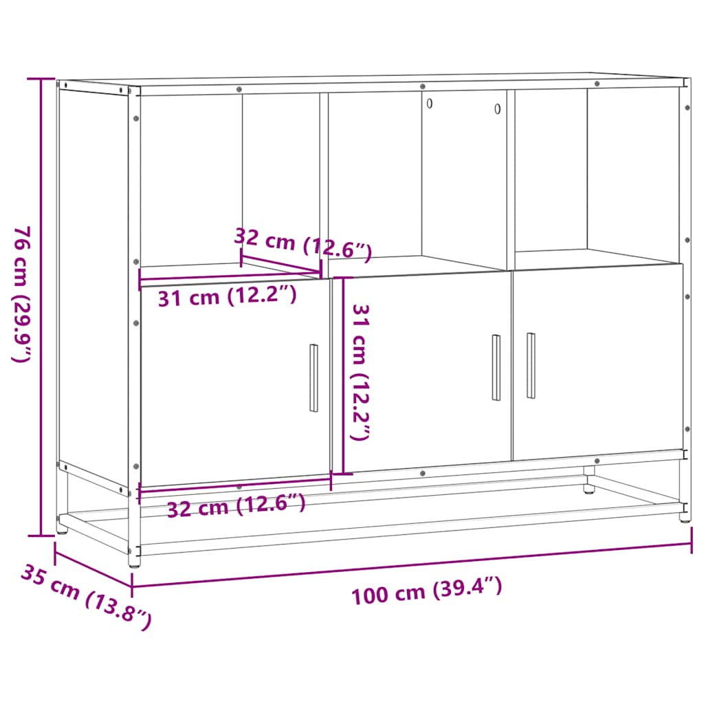 Buffet chêne fumé 100x35x76 cm bois d'ingénierie - XIOS