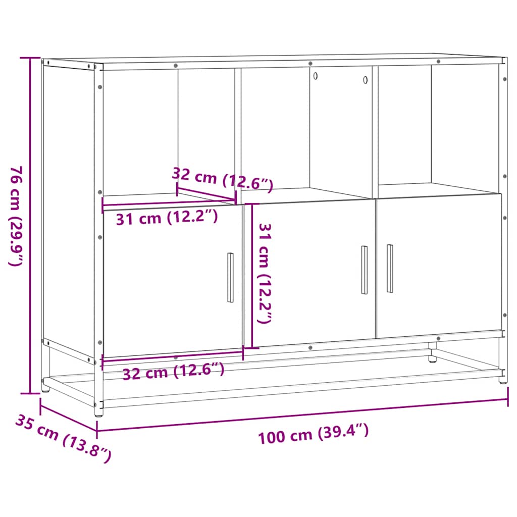 Buffet chêne marron 100x35x76 cm bois d'ingénierie - XIOS