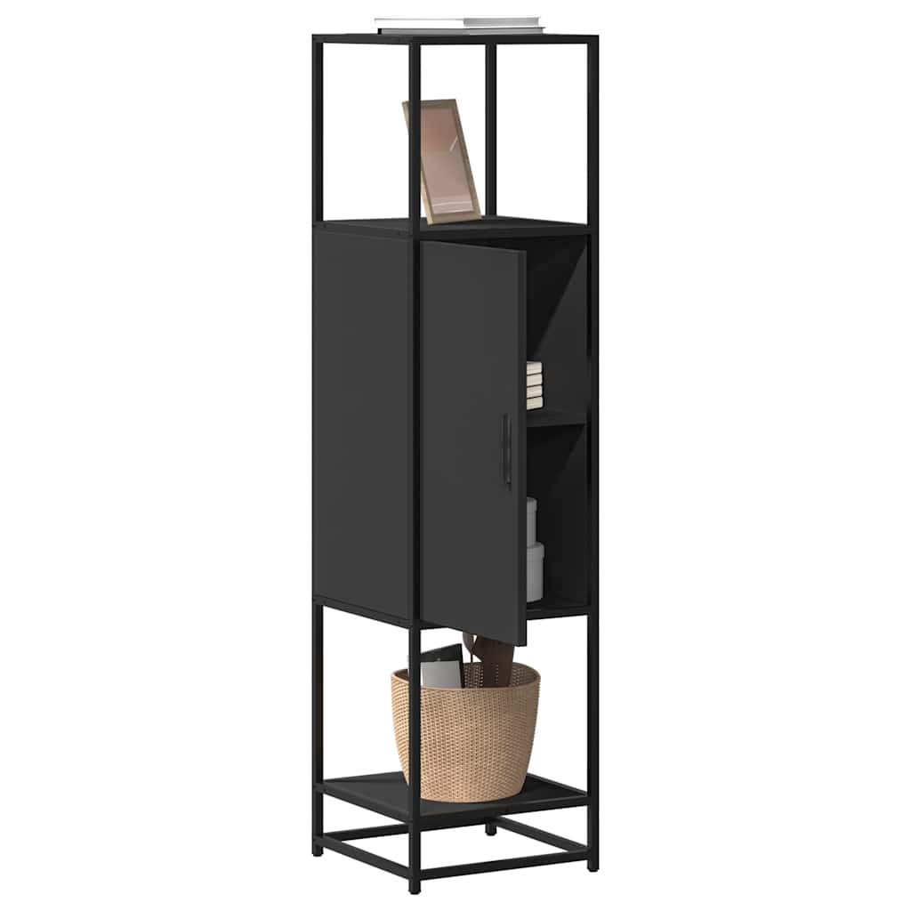 Buffet haut noir 35,5x35x139 cm bois d'ingénierie et métal - XIOS