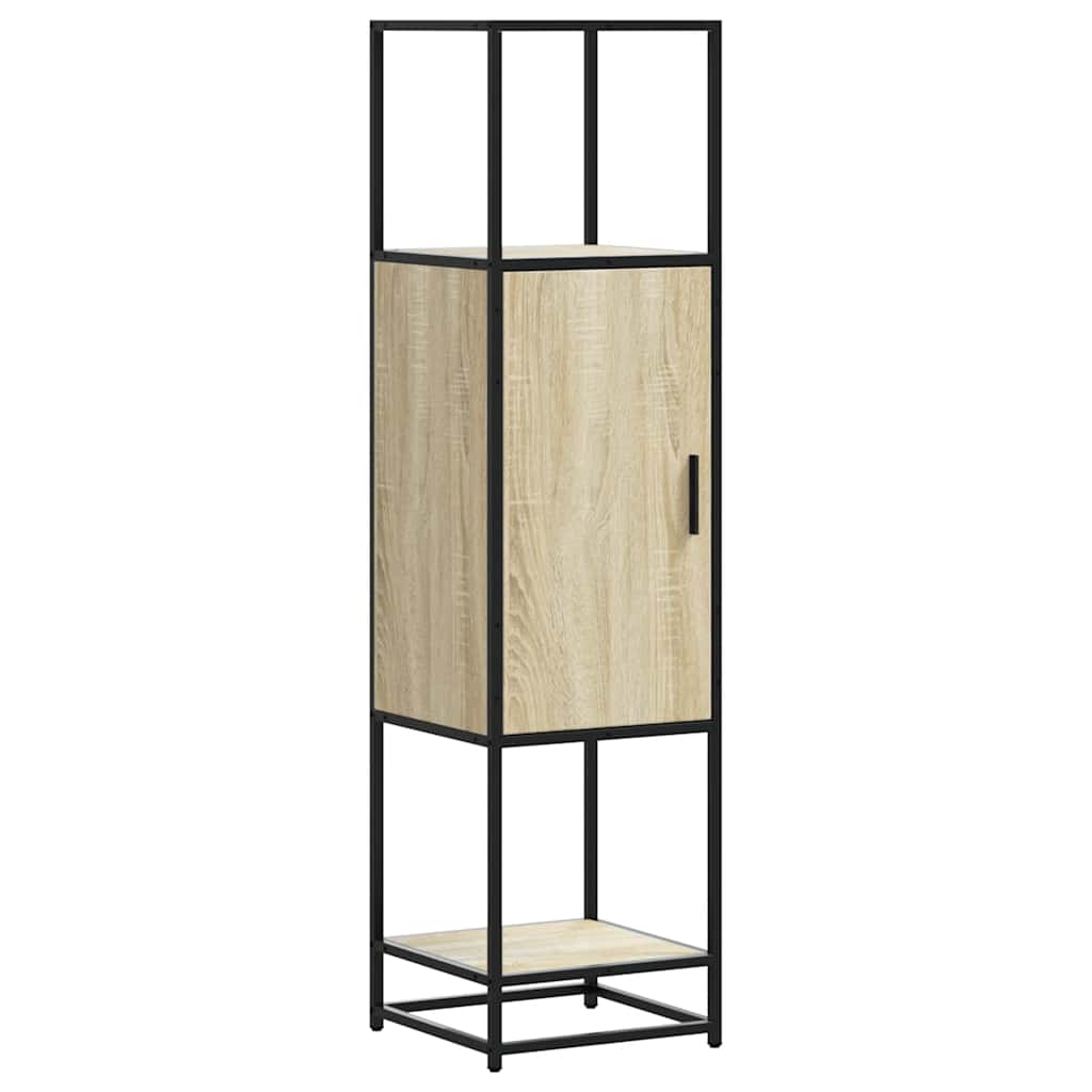 Buffet haut chêne sonoma 35,5x35x139 cm bois d'ingénierie métal - XIOS