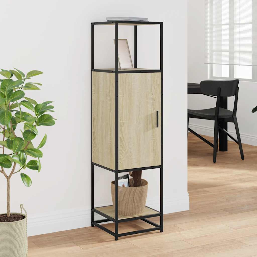 Buffet haut chêne sonoma 35,5x35x139 cm bois d'ingénierie métal - XIOS