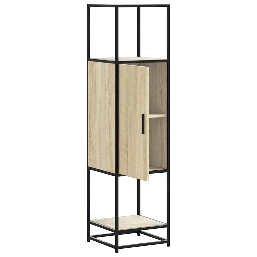 Buffet haut chêne sonoma 35,5x35x139 cm bois d'ingénierie métal - XIOS