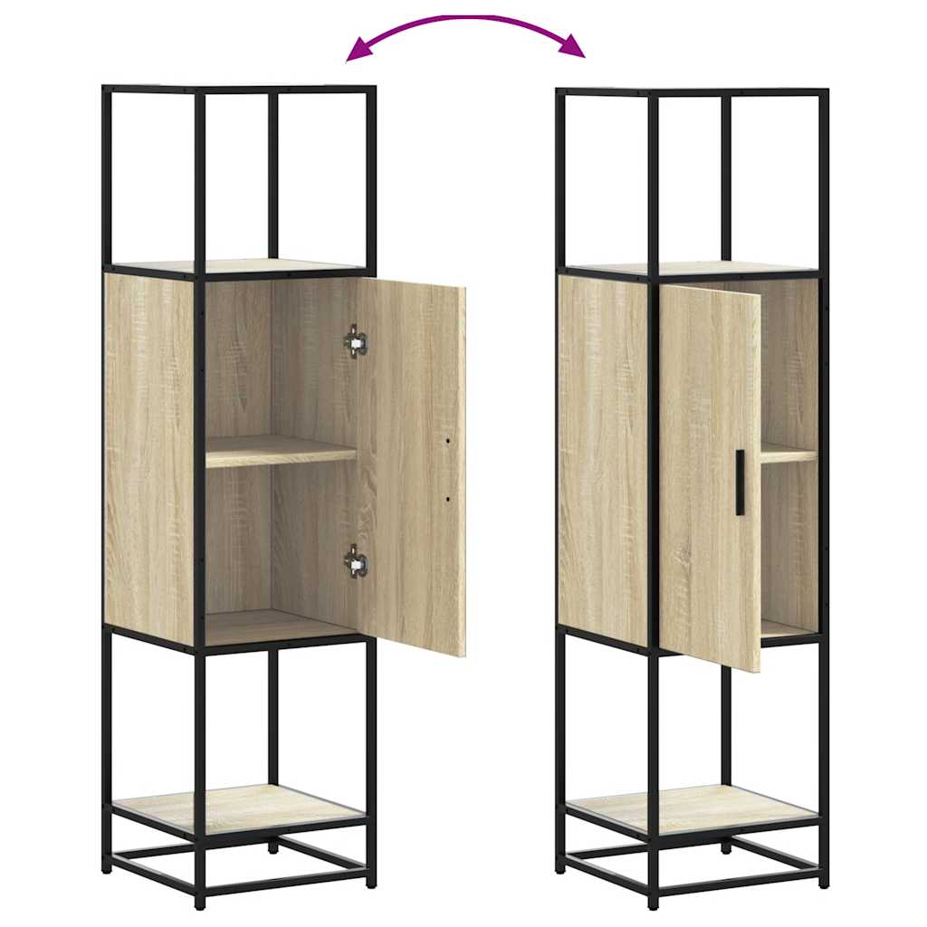 Buffet haut chêne sonoma 35,5x35x139 cm bois d'ingénierie métal - XIOS
