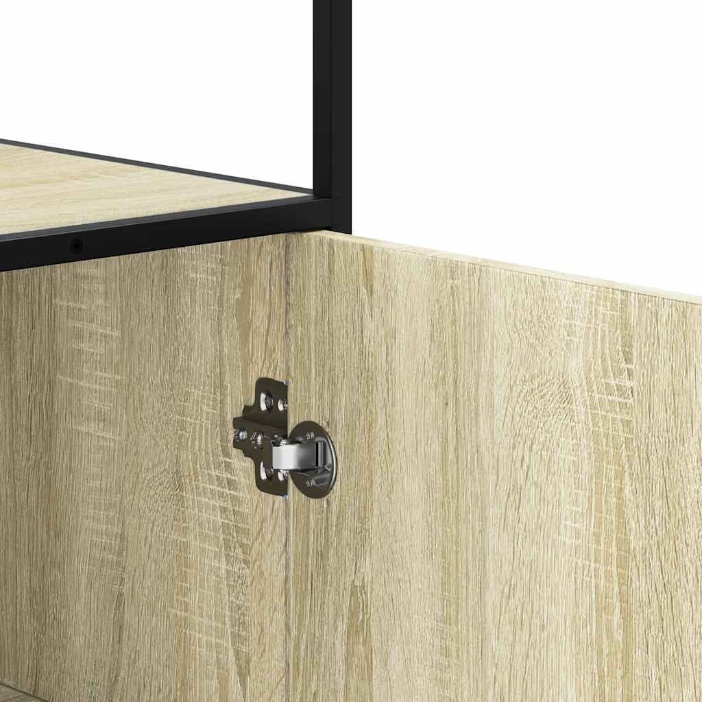 Buffet haut chêne sonoma 35,5x35x139 cm bois d'ingénierie métal - XIOS