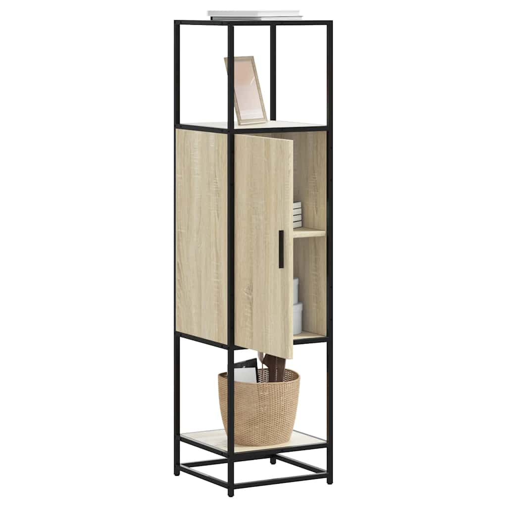 Buffet haut chêne sonoma 35,5x35x139 cm bois d'ingénierie métal - XIOS
