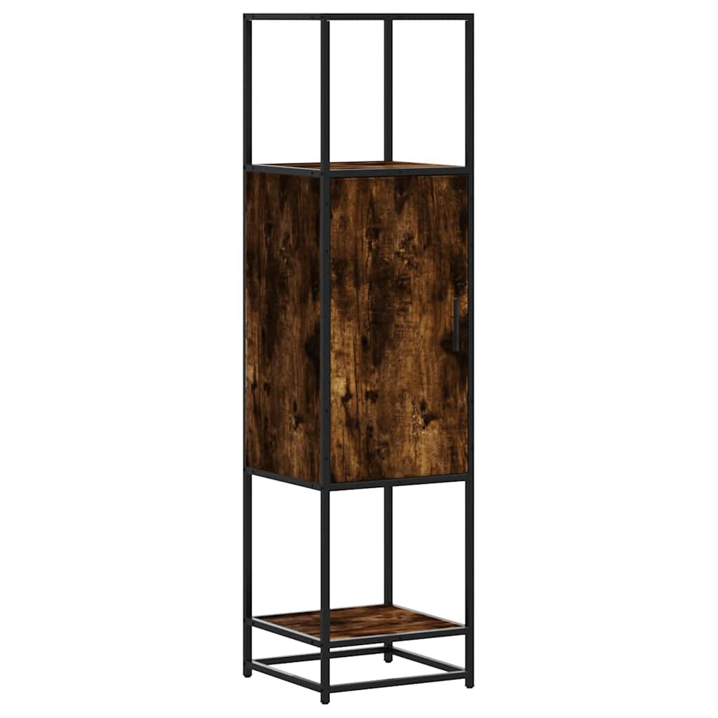Buffet haut chêne fumé 35,5x35x139 cm bois d'ingénierie métal - XIOS