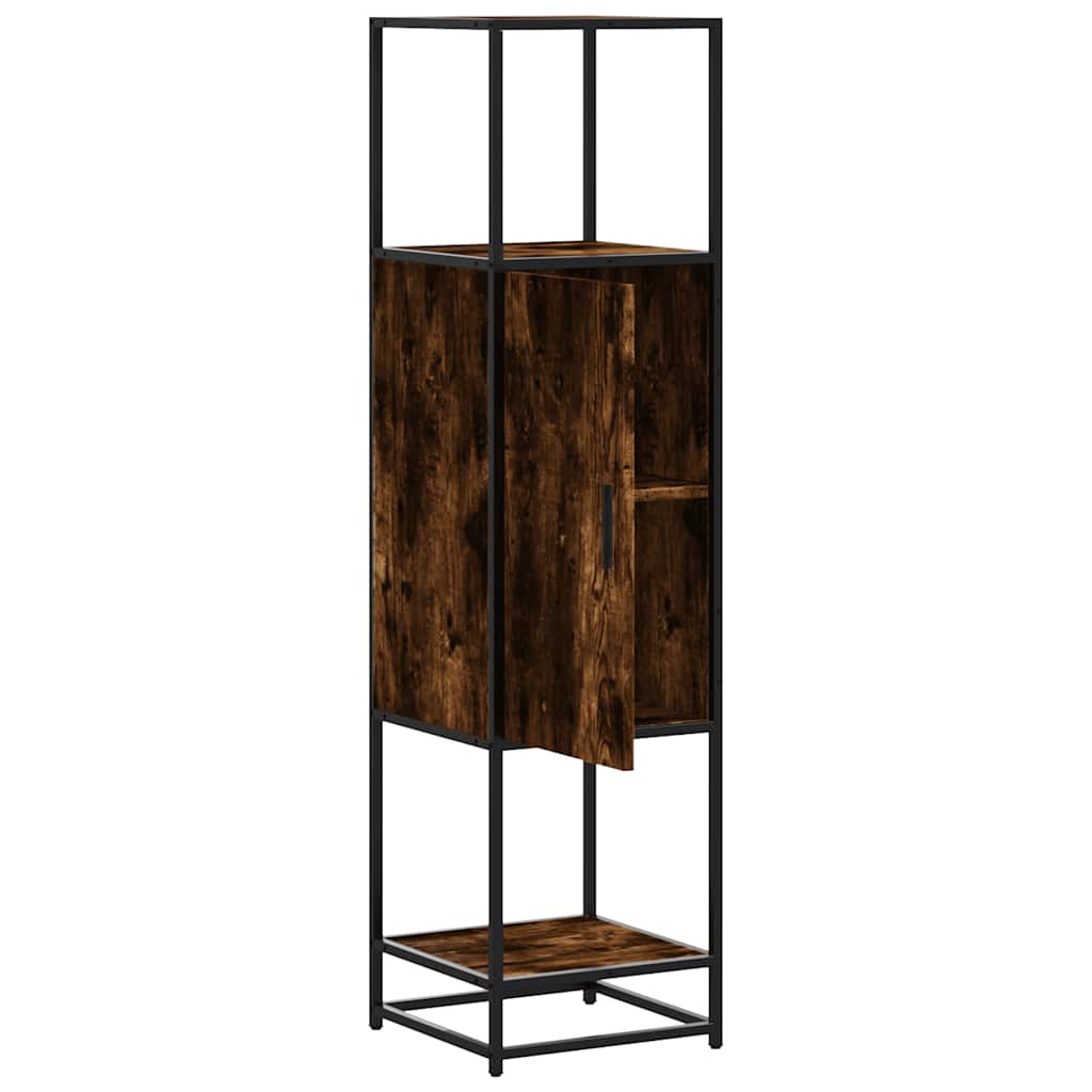 Buffet haut chêne fumé 35,5x35x139 cm bois d'ingénierie métal - XIOS
