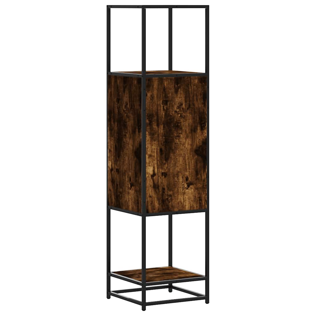 Buffet haut chêne fumé 35,5x35x139 cm bois d'ingénierie métal - XIOS