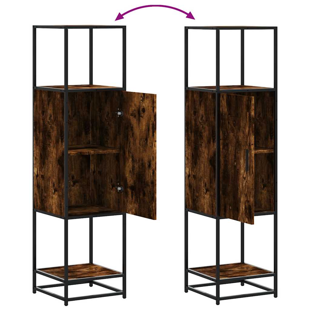 Buffet haut chêne fumé 35,5x35x139 cm bois d'ingénierie métal - XIOS