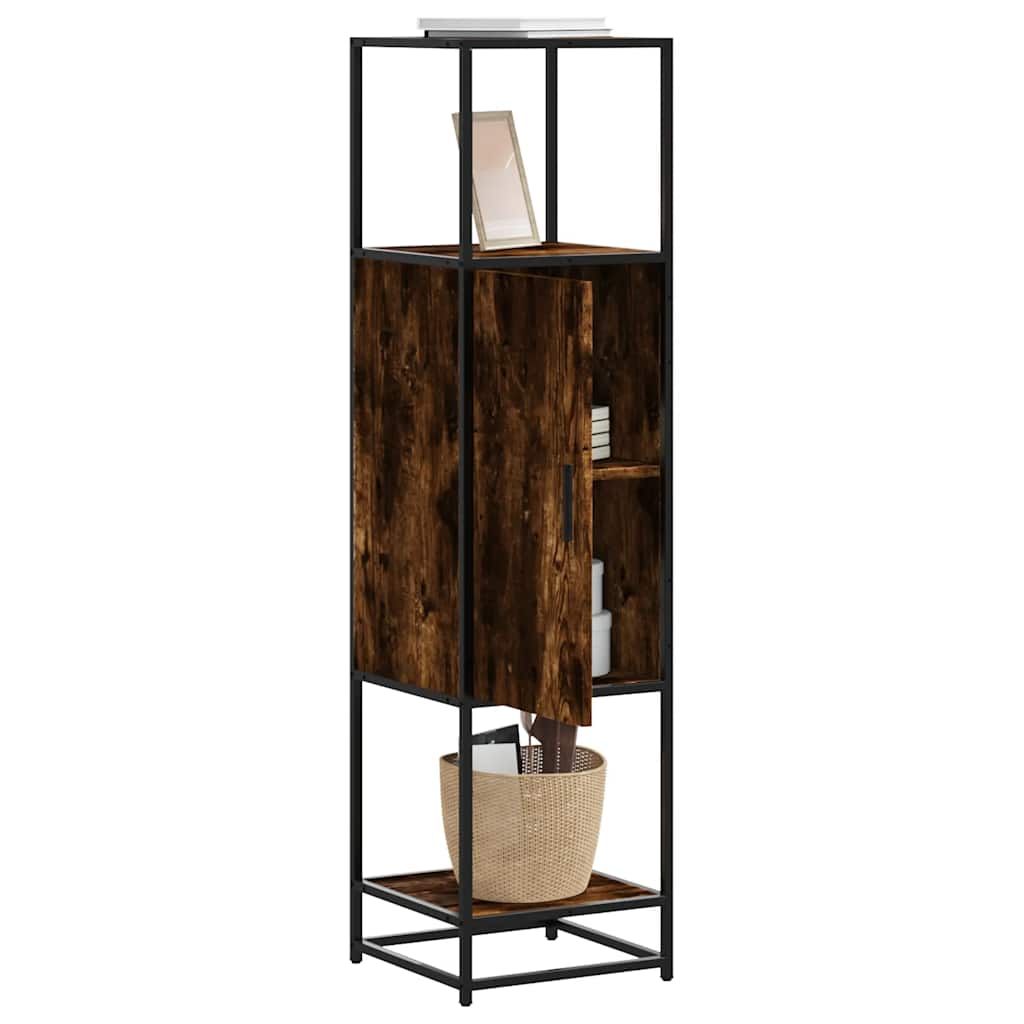 Buffet haut chêne fumé 35,5x35x139 cm bois d'ingénierie métal - XIOS
