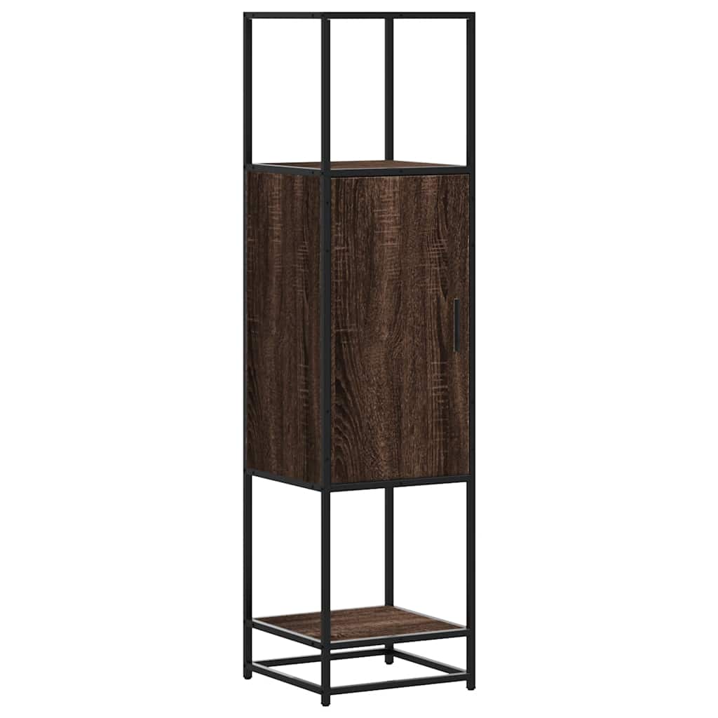 Buffet haut chêne marron 35,5x35x139 cm bois d'ingénierie métal - XIOS
