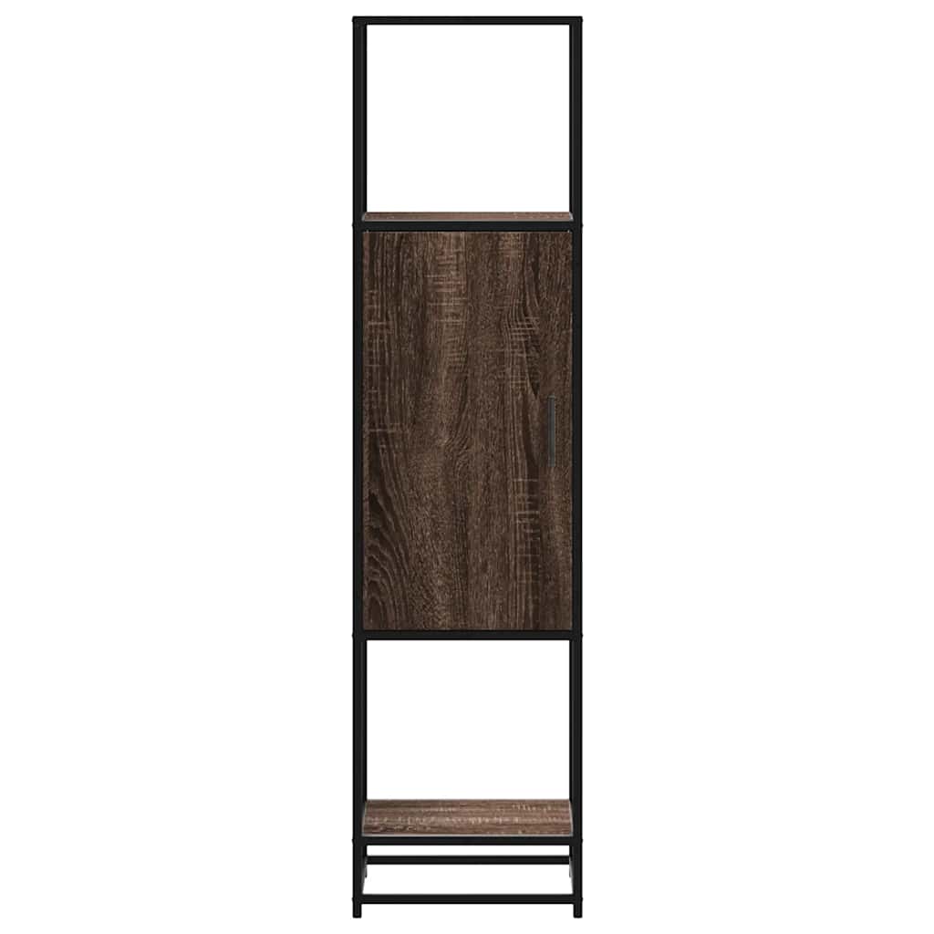 Buffet haut chêne marron 35,5x35x139 cm bois d'ingénierie métal - XIOS