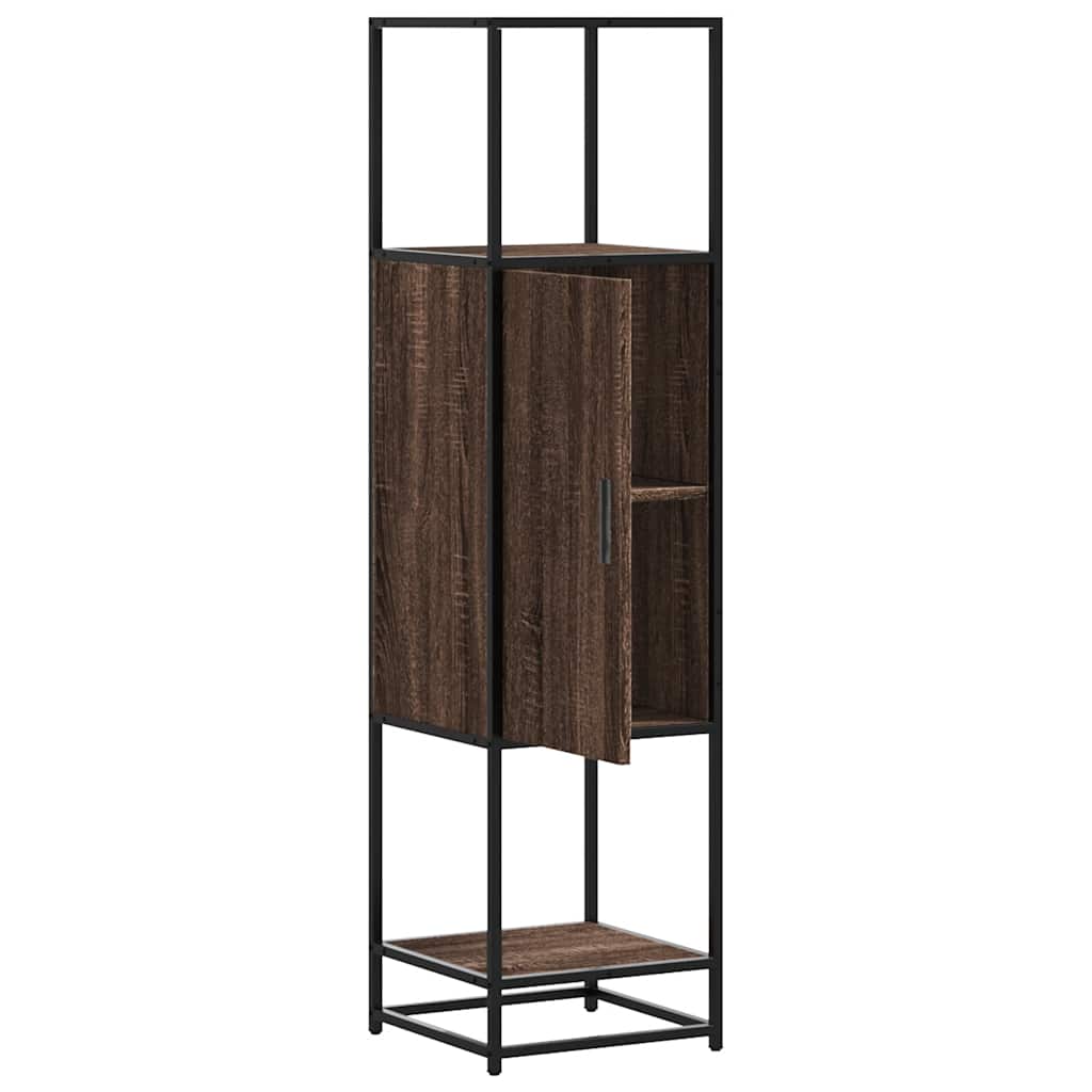 Buffet haut chêne marron 35,5x35x139 cm bois d'ingénierie métal - XIOS