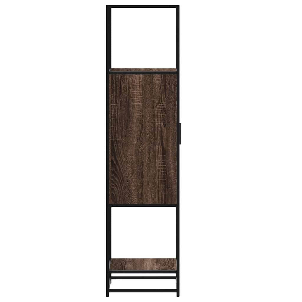 Buffet haut chêne marron 35,5x35x139 cm bois d'ingénierie métal - XIOS