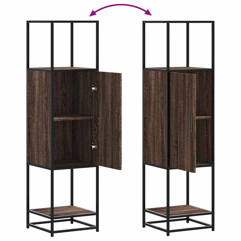 Buffet haut chêne marron 35,5x35x139 cm bois d'ingénierie métal - XIOS