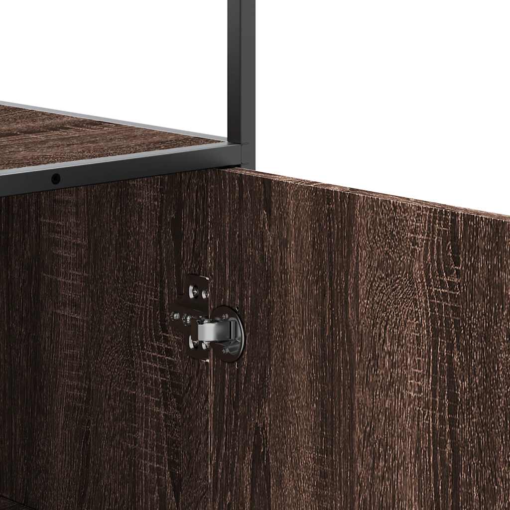 Buffet haut chêne marron 35,5x35x139 cm bois d'ingénierie métal - XIOS