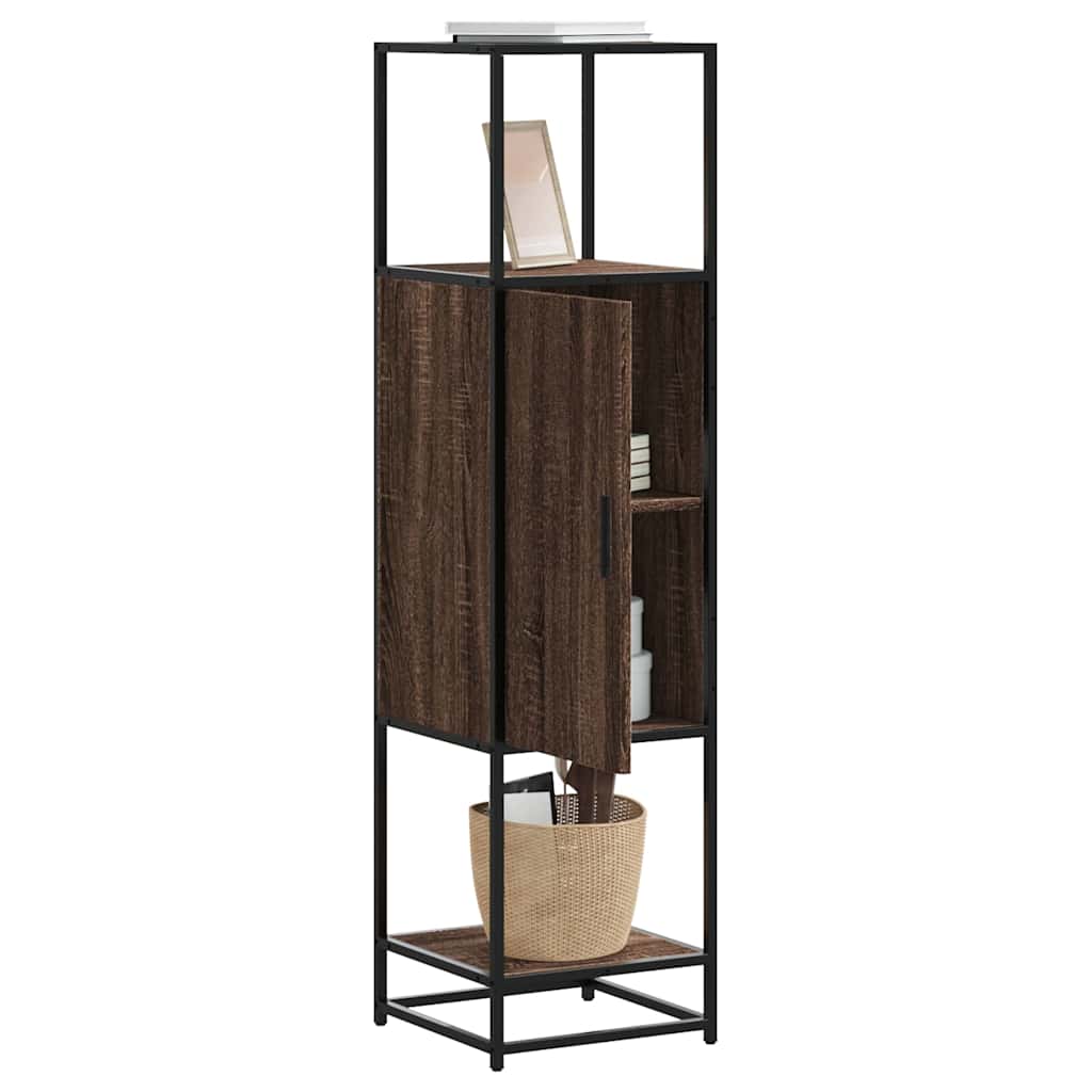 Buffet haut chêne marron 35,5x35x139 cm bois d'ingénierie métal - XIOS