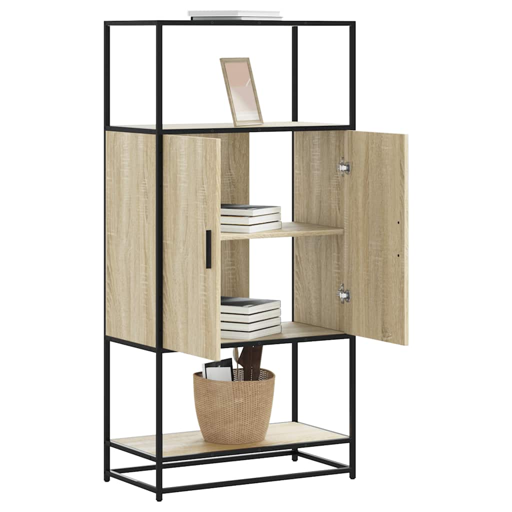Buffet haut chêne sonoma 68x35x139 cm bois d'ingénierie métal - XIOS