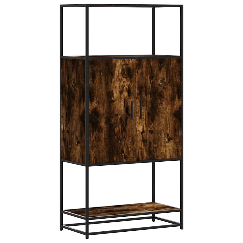 Buffet haut chêne fumé 68x35x139 cm bois d'ingénierie métal - XIOS