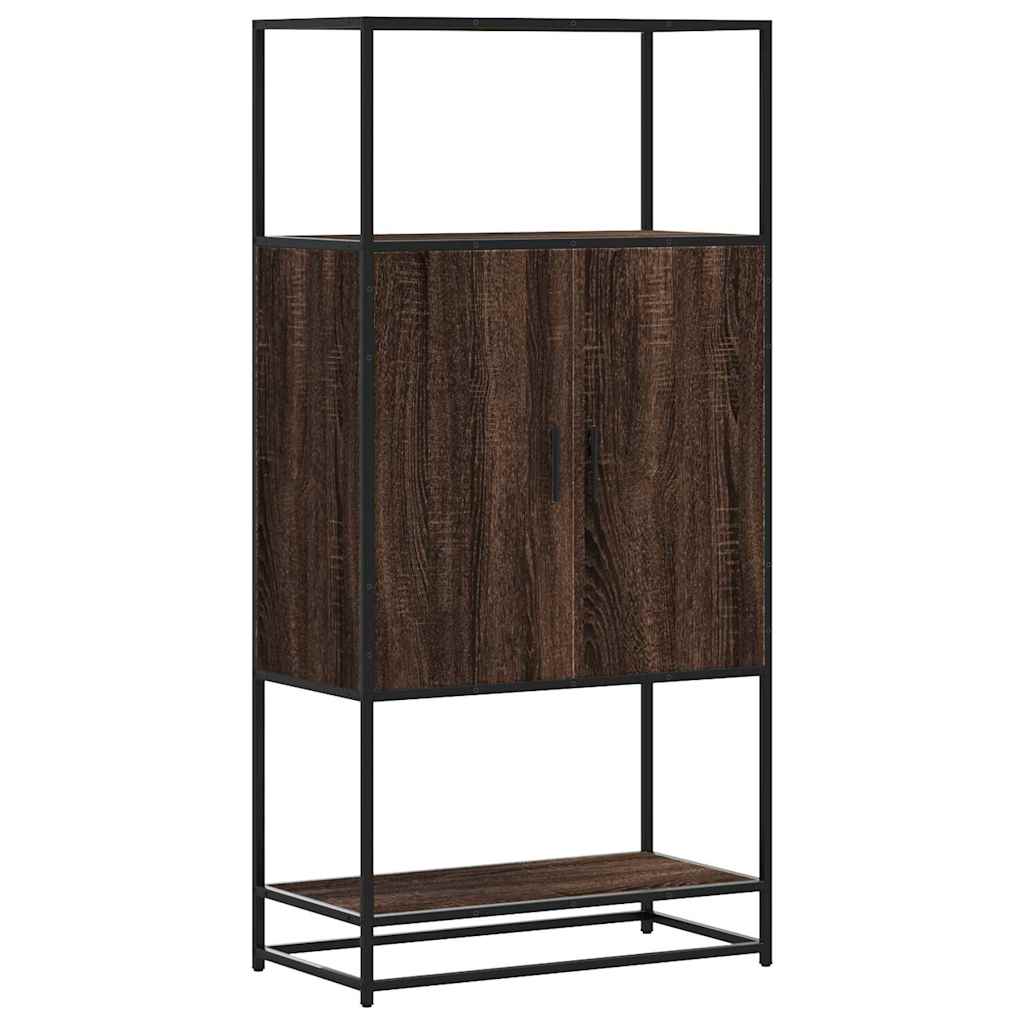 Buffet haut chêne marron 68x35x139 cm bois d'ingénierie métal - XIOS