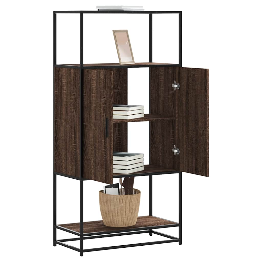 Buffet haut chêne marron 68x35x139 cm bois d'ingénierie métal - XIOS