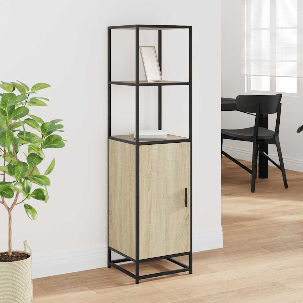 Buffet haut chêne sonoma 35,5x35x139 cm bois d'ingénierie métal - XIOS