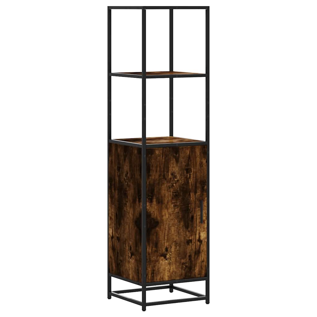 Buffet haut chêne fumé 35,5x35x139 cm bois d'ingénierie métal - XIOS