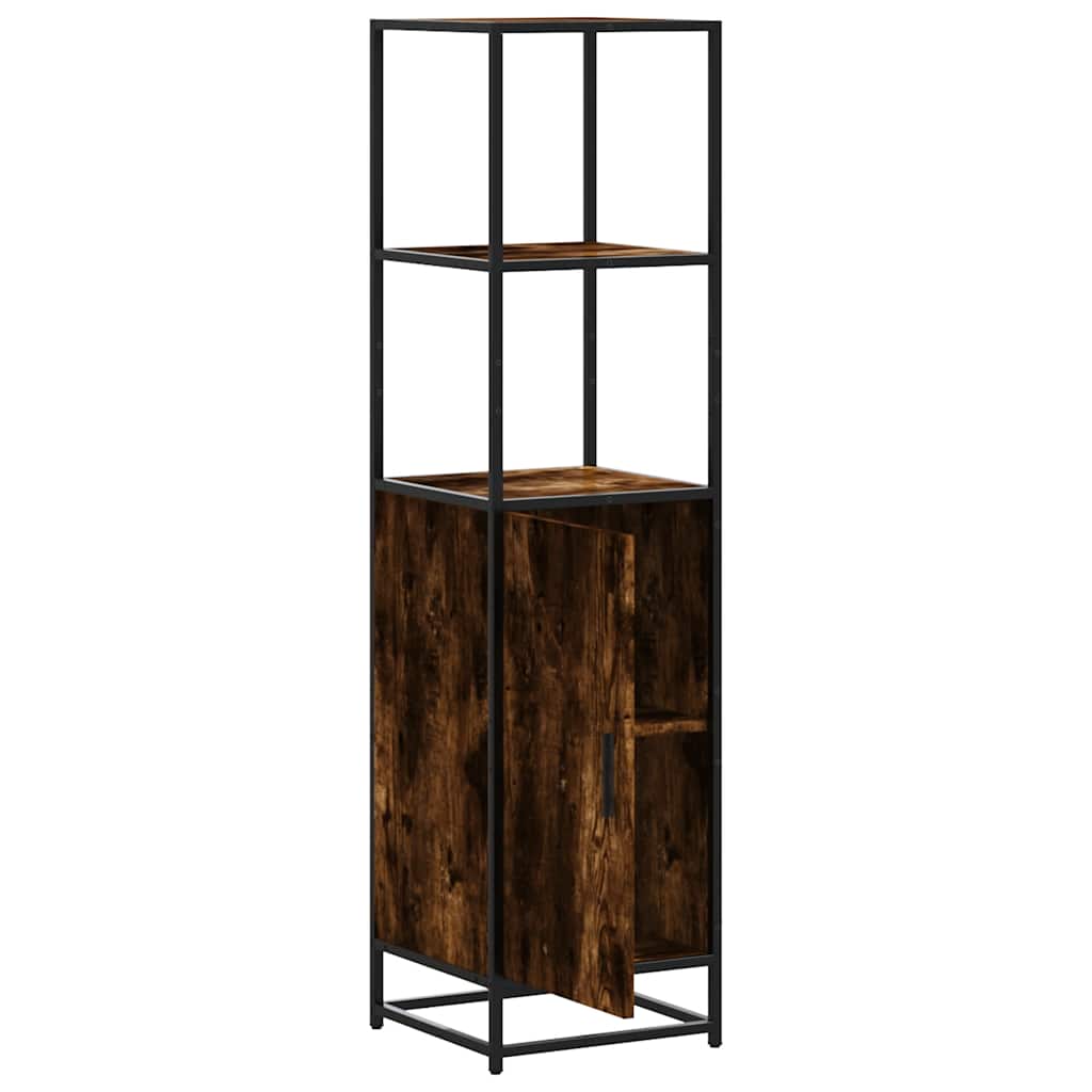 Buffet haut chêne fumé 35,5x35x139 cm bois d'ingénierie métal - XIOS