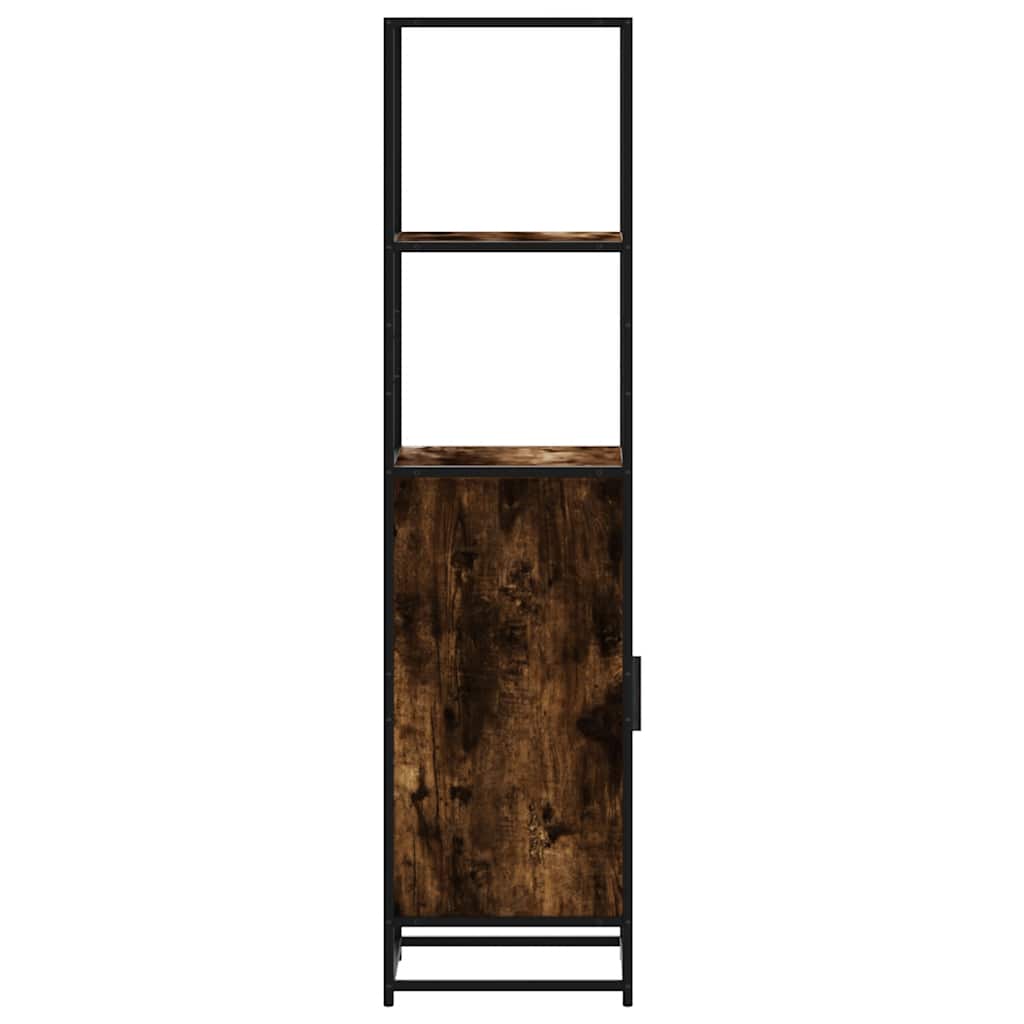 Buffet haut chêne fumé 35,5x35x139 cm bois d'ingénierie métal - XIOS